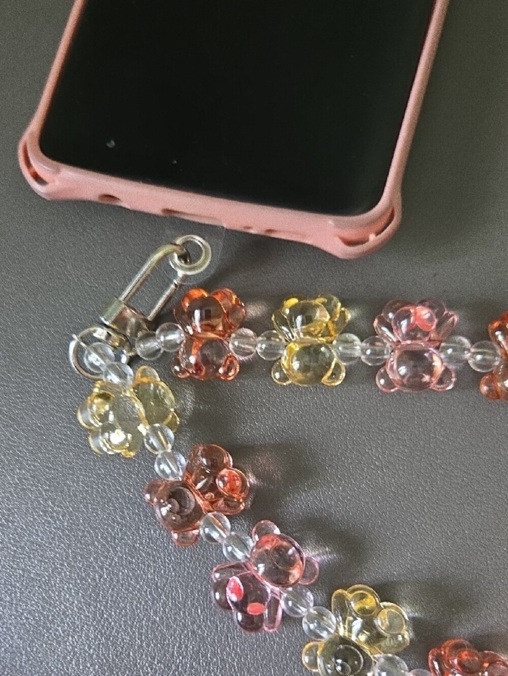 Bear Beads Phone Charm Strap Lanyard - Pink, Yellow, Orange